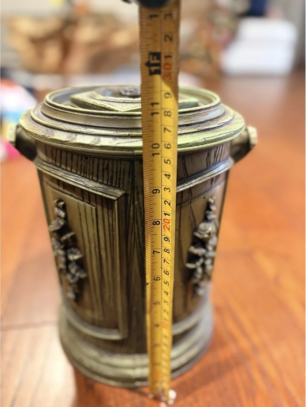 Vintage Avocado Green Ice Bucket-Wine-Chiller Cooler-MCM-Plastic Faux Wood